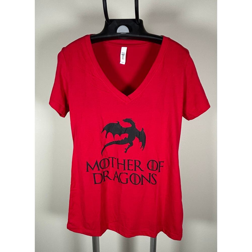 Mother of Dragons HBO Game of Thrones Red V-neck T-shirt Women's Sz M